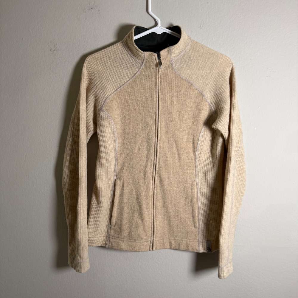 Mountain Hardwear Womens Recycled Wool Blend Full Zip Jacket Tan Beige Medium